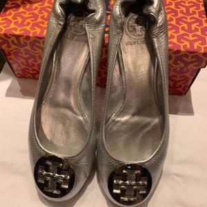 Tory Burch Reva Flats - Silver - Size 9 1/2